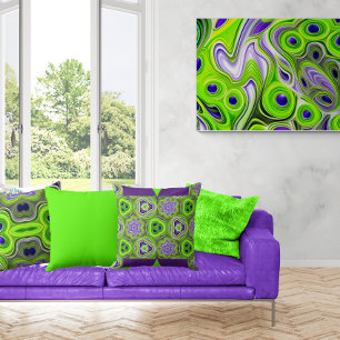 Modern Abstrakt Lime Green, White och Gult Fototryck