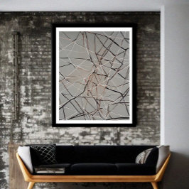 Modern Abstrakt Lineal guld svart grått Poster