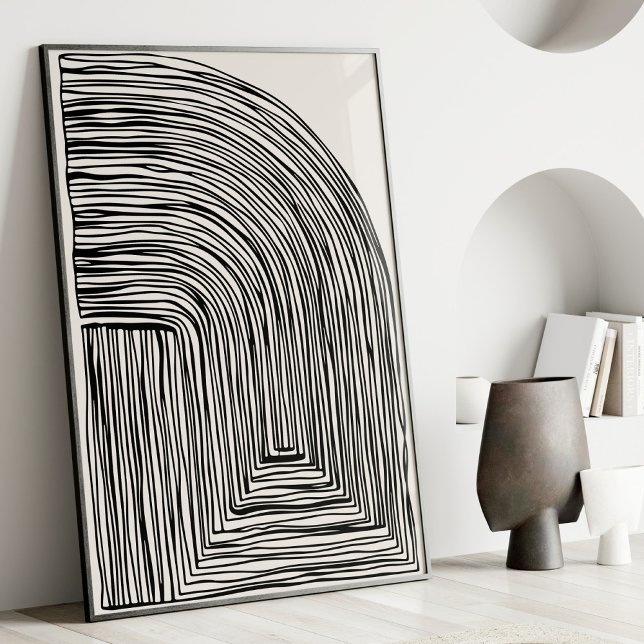 Modern Abstrakt Linje Konst Svart och Vitt Väggdek Poster (Skapare uppladdad)