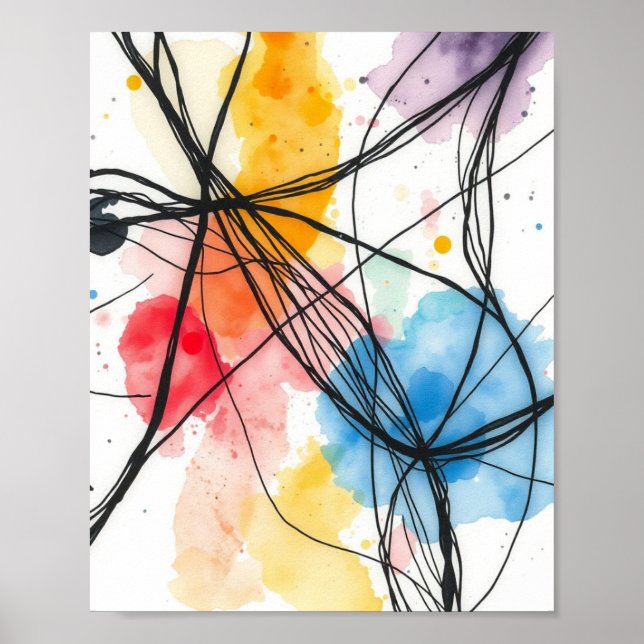 Modern Abstrakt Linje Konst Väggtryck Set om 3 Poster (Framsidan)