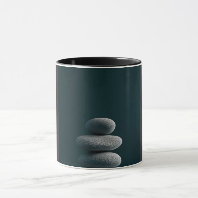 Modern abstrakt linjekonst svart mugg | Minimalist (Center)