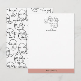 Modern Abstrakt Linjer Ansikte Kontinuitetskonst Anteckningskort