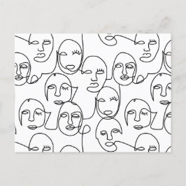 Modern Abstrakt Linjer Ansikte Kontinuitetskonst Helg Vykort