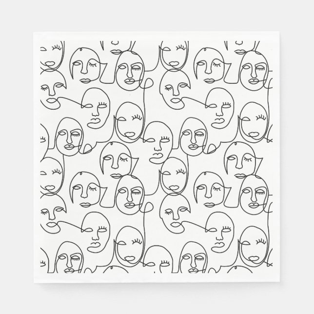 Modern Abstrakt Linjer Ansikte Kontinuitetskonst Pappersservett (Framsidan)