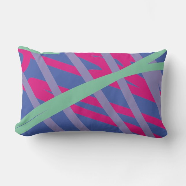 Modern abstrakt linjer blue rosa lila teal Artsy Lumbarkudde (Framsida)