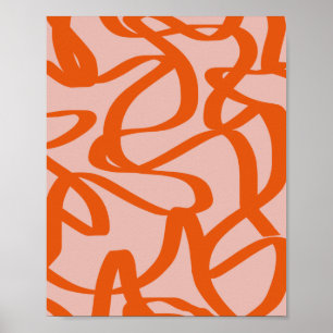 Modern Abstrakt Linjer Peach och bränd Orange Poster