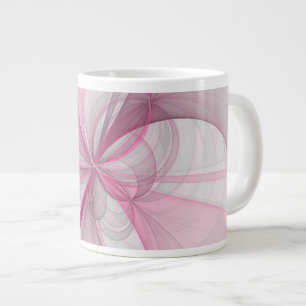 Modern Abstrakt Ljus Rosa Grå Fraktal Design Jumbo Mugg