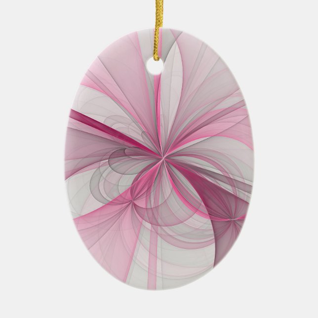 Modern Abstrakt Ljus rosa Grått Fractal Design Julgransprydnad Keramik (Framsidan)