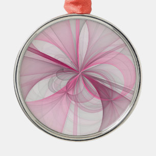 Modern Abstrakt Ljus rosa Grått Fractal Design Julgransprydnad Metall