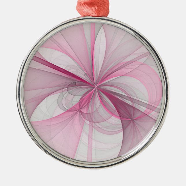 Modern Abstrakt Ljus rosa Grått Fractal Design Julgransprydnad Metall (Framsidan)
