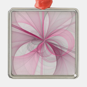 Modern Abstrakt Ljus rosa Grått Fractal Design Julgransprydnad Metall