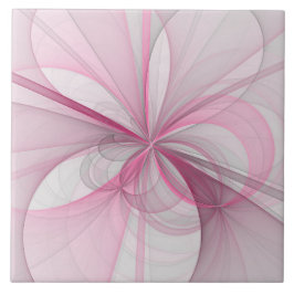 Modern Abstrakt Ljus rosa Grått Fractal Design Kakelplatta