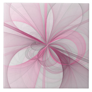 Modern Abstrakt Ljus rosa Grått Fractal Design Kakelplatta