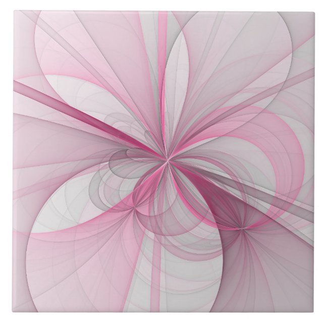 Modern Abstrakt Ljus rosa Grått Fractal Design Kakelplatta (Framsidan)