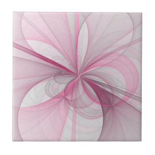 Modern Abstrakt Ljus rosa Grått Fractal Design Kakelplatta