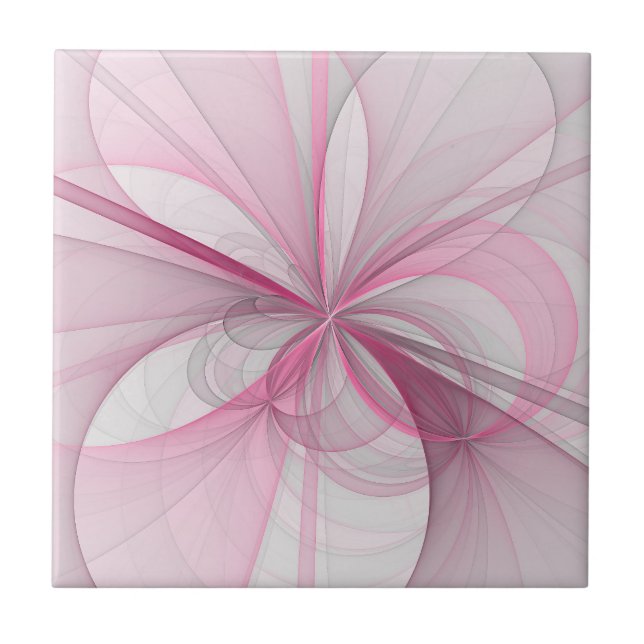Modern Abstrakt Ljus rosa Grått Fractal Design Kakelplatta (Framsidan)