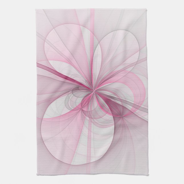 Modern Abstrakt Ljus rosa Grått Fractal Design Kökshandduk (Vertikal)