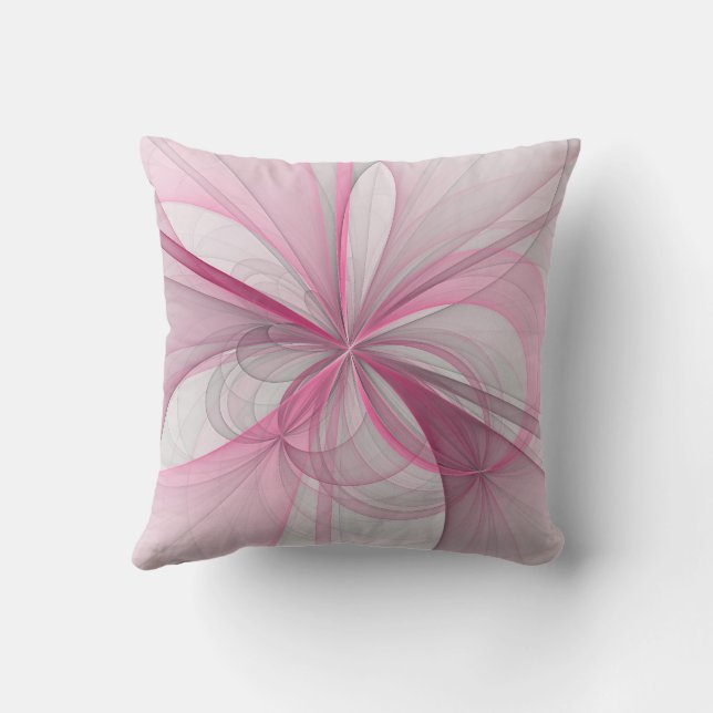 Modern Abstrakt Ljus rosa Grått Fractal Design Kudde (Baksida)