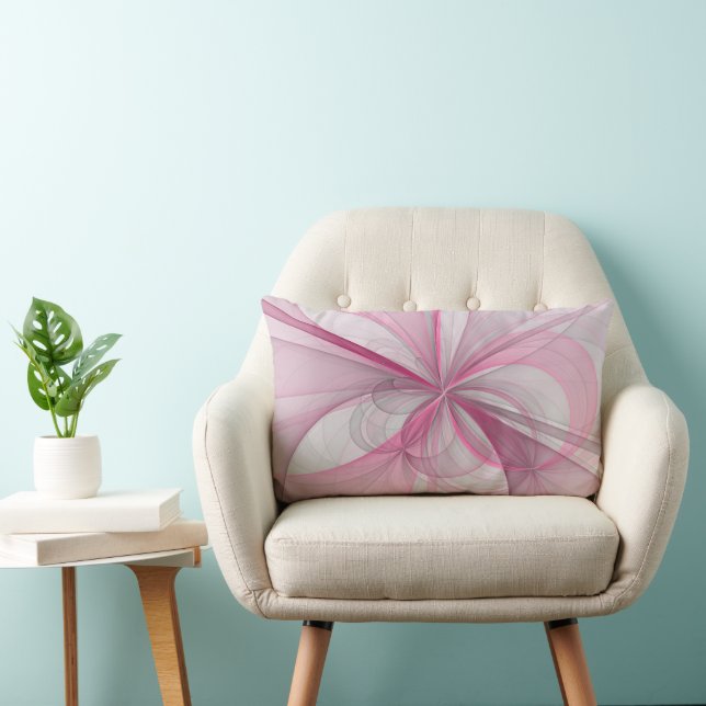 Modern Abstrakt Ljus rosa Grått Fractal Design Lumbarkudde (Stol)