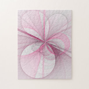 Modern Abstrakt Ljus rosa Grått Fractal Design Pussel