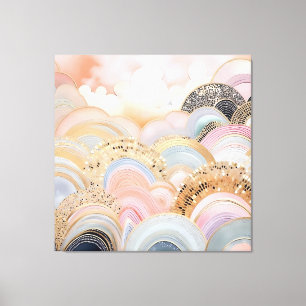Modern abstrakt, ljus rosa pastel och beige canvastryck
