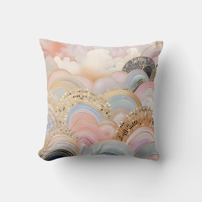 Modern abstrakt, ljus rosa pastel och beige kudde (Framsida)
