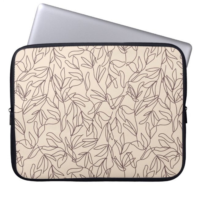 Modern abstrakt löv mönster boho line art laptop fodral (Framsidan)
