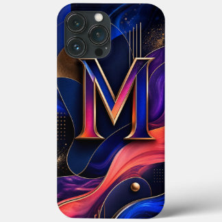 Modern abstrakt M initial mobilskal, elegant marin