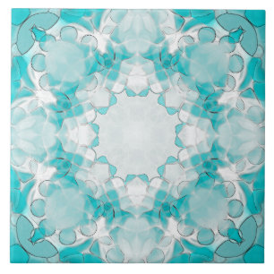 Modern abstrakt mandala mönster, teal, vit kakelplatta