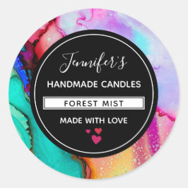 Modern Abstrakt Marble Watercolor Business Runt Klistermärke