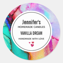 Modern Abstrakt Marble Watercolor Business Runt Klistermärke