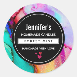 Modern Abstrakt Marble Watercolor Business Runt Klistermärke