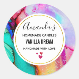 Modern Abstrakt Marble Watercolor Business Runt Klistermärke