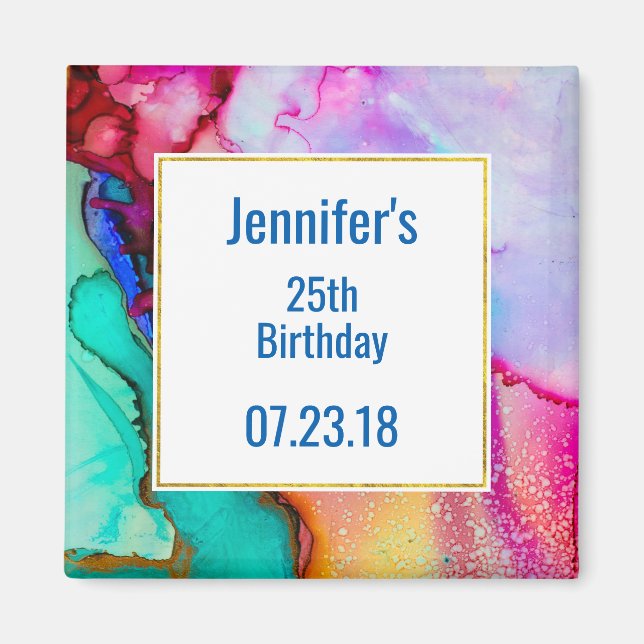 Modern Abstrakt Marble Watercolor Design Magnet (Framsidan)