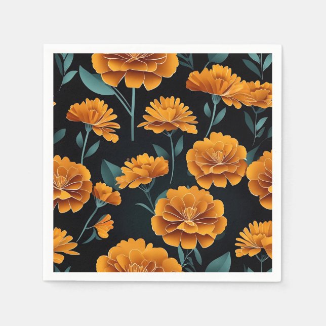 Modern Abstrakt Marigold-Blommigt Pappersservett (Framsidan)