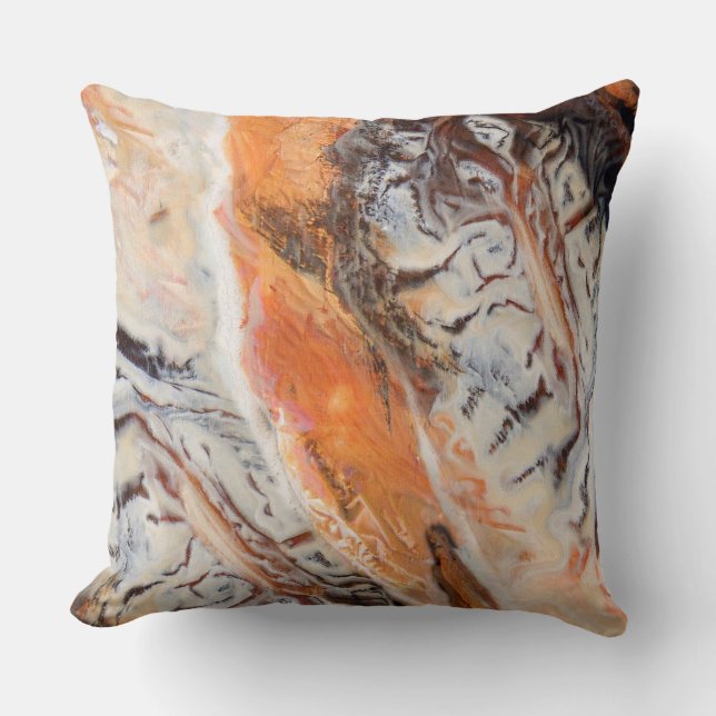 Modern Abstrakt Marled Agate Mönster Rust Cream Kudde (Framsida)