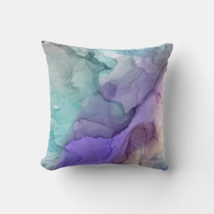 Modern Abstrakt MarLED Teal Lila Lavender Kudde