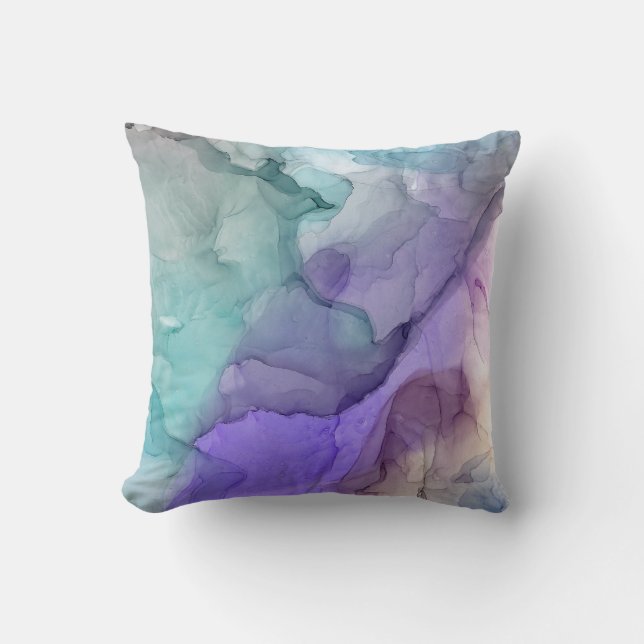 Modern Abstrakt MarLED Teal Lila Lavender Kudde (Framsida)