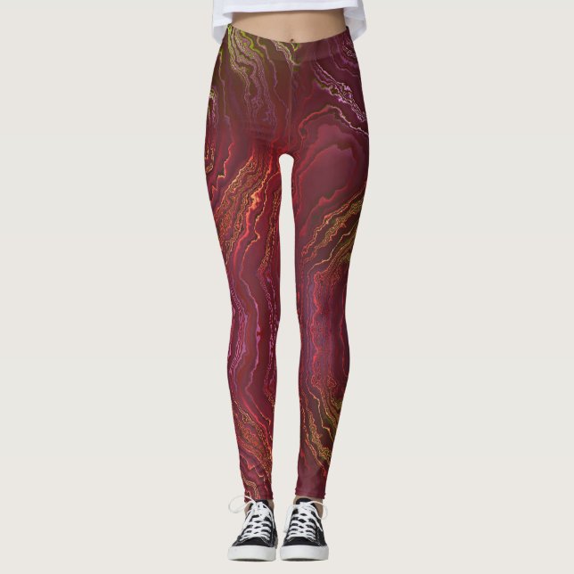 Modern abstrakt-marmor leggings (Framsida)