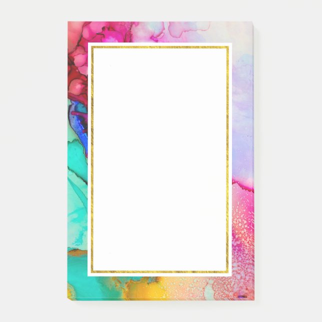 Modern abstrakt marmor vattenfärg design post-it block (Framsida)