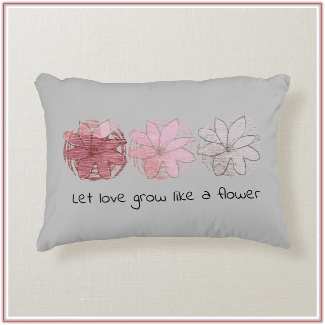 Modern Abstrakt Mauve och Grått Blommigt Prydnadskudde (Skapare uppladdad)