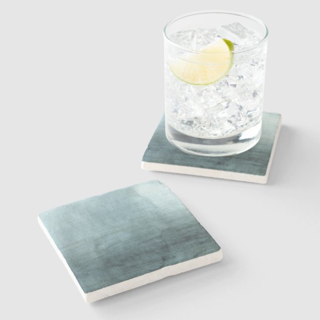 Modern Abstrakt med blå Grönt - vattenfärg - minim Stenunderlägg (Sidan)