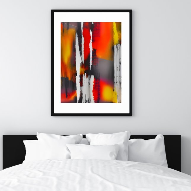 Modern Abstrakt med fetstilt svart rött och Gult u Poster (This bold, colorful print is the perfect addition to modern or contemporary rooms.)