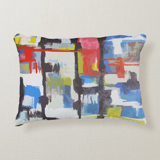 Modern Abstrakt med flera Färger färgstark Prydnadskudde (Framsidan)