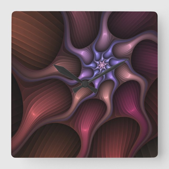 Modern Abstrakt med magisk tillväxt, färgstreck Fyrkantig Klocka (Framsida)