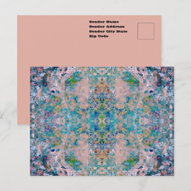Modern Abstrakt med Sangria Färg Vykort (Fram/baksida)