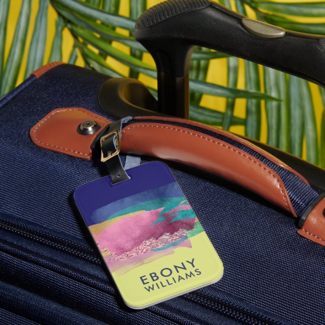 Modern Abstrakt Metallisk färgpensel Penseldrag Bagagebricka (Framsida Insitu 1)