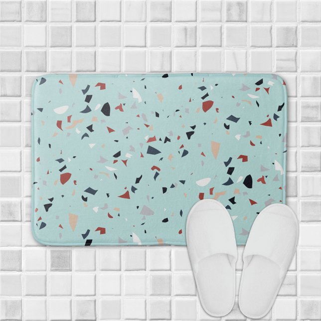 Modern Abstrakt Mid Century Terrazzo Mönster Badrumsmatta (In situ bathroom floor)