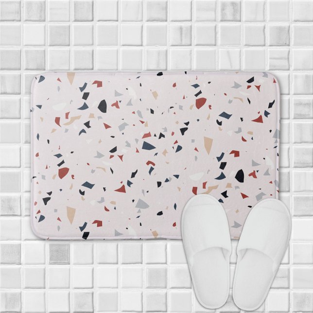 Modern Abstrakt Mid Century Terrazzo Mönster Badrumsmatta (In situ bathroom floor)