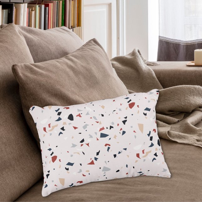 Modern Abstrakt Mid Century Terrazzo Mönster Prydnadskudde (In situ Living room)